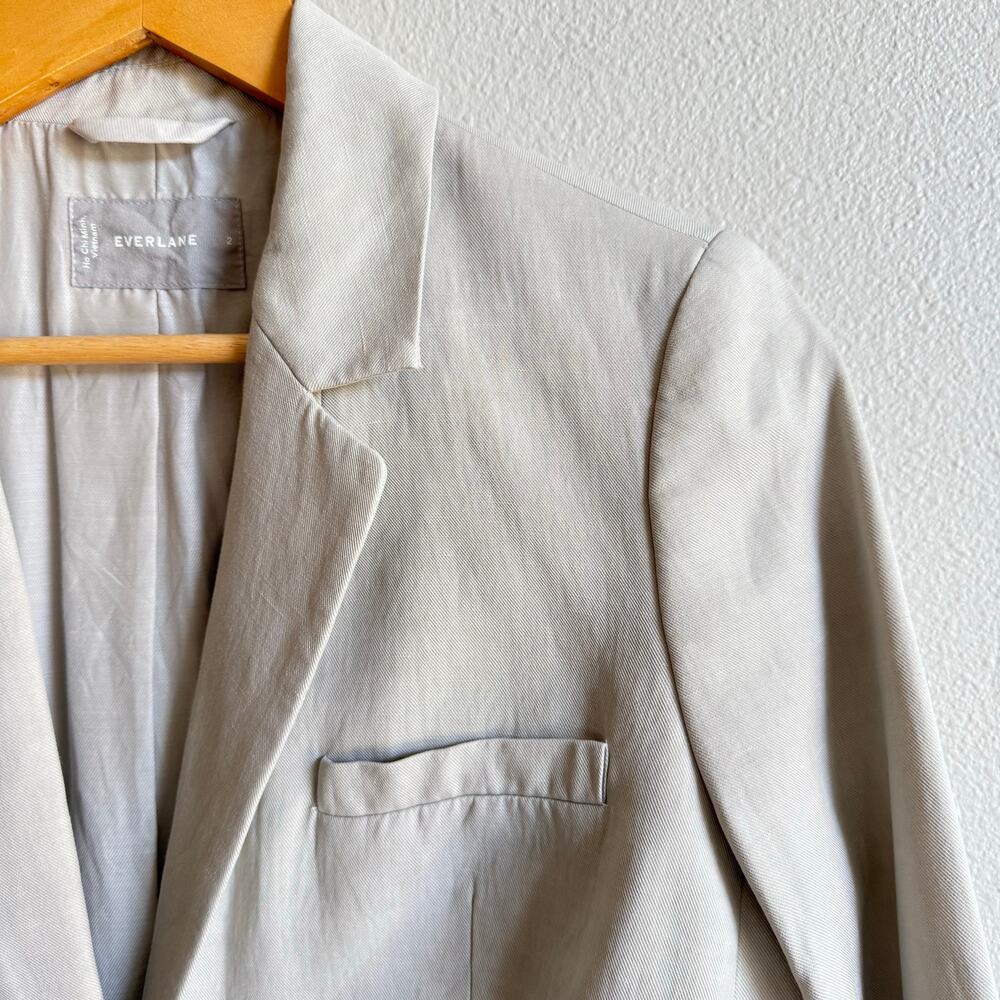 Everlane Khaki The Oversized Blazer In Linen Blend Size 2 - Picture 2 of 6